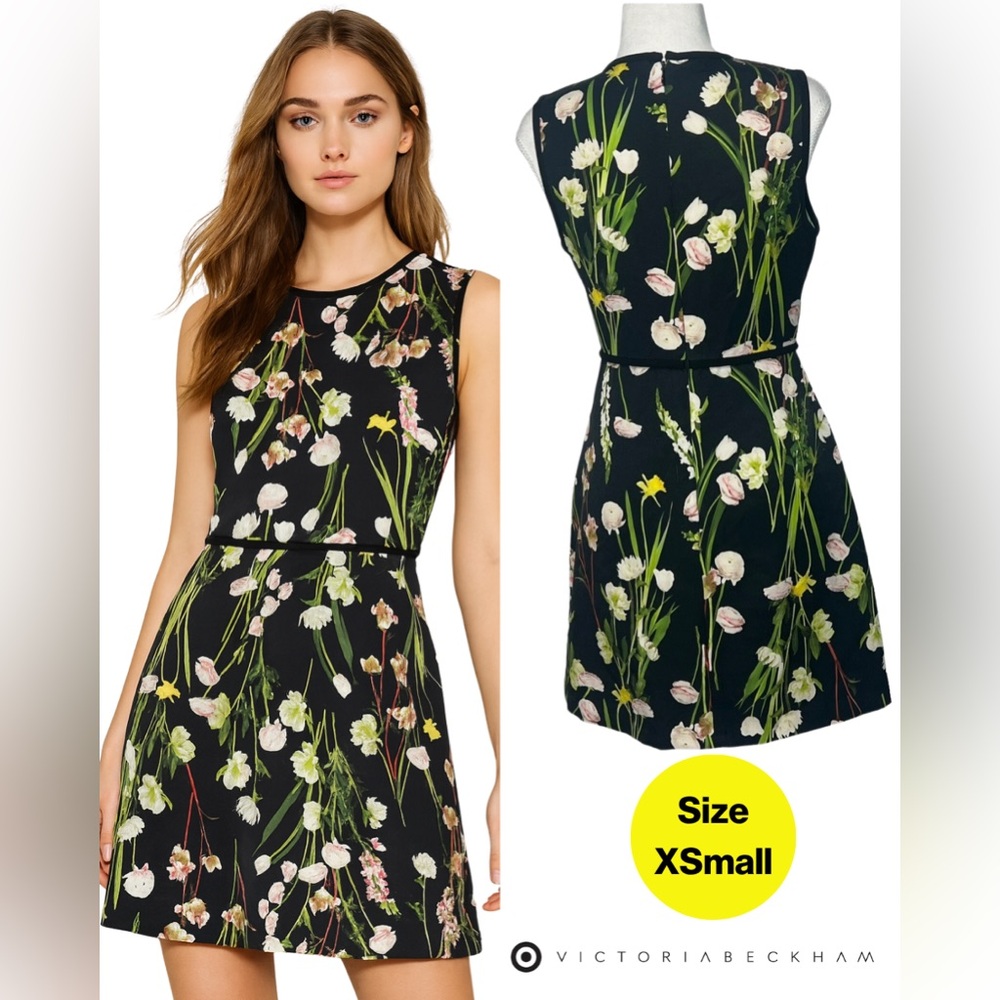 XS - Victoria Beckham for Target Black Floral Mini Dress